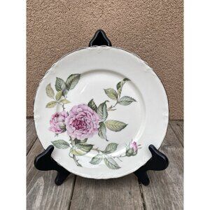 2 Venetian Rose Platinum Dinner Plates By Warwick Scalloped  10” Discontinued